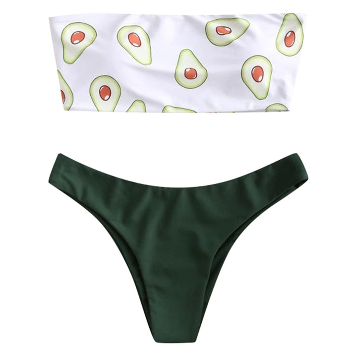 Avocado Print Strapless Swimsuit