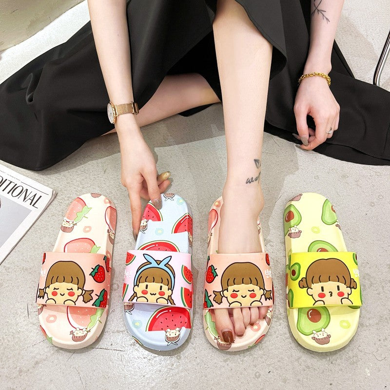 Avocado Cartoon Slippers Summer Casual Slides Comfortable