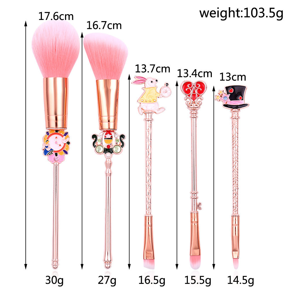 Makeup Brush Set with Fairy Tale Design and Luxurious Satin Pouch