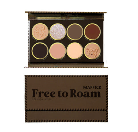 Maffick Free to Roam Eyeshadow Palette - 8 Shades Warm Bronze Glitter Makeup