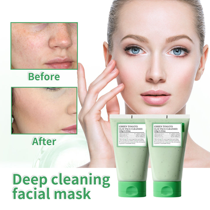 Green Tomato Deep Cleansing Facial Mask - Unclogs Pores, Purifies Skin, Controls Sebum