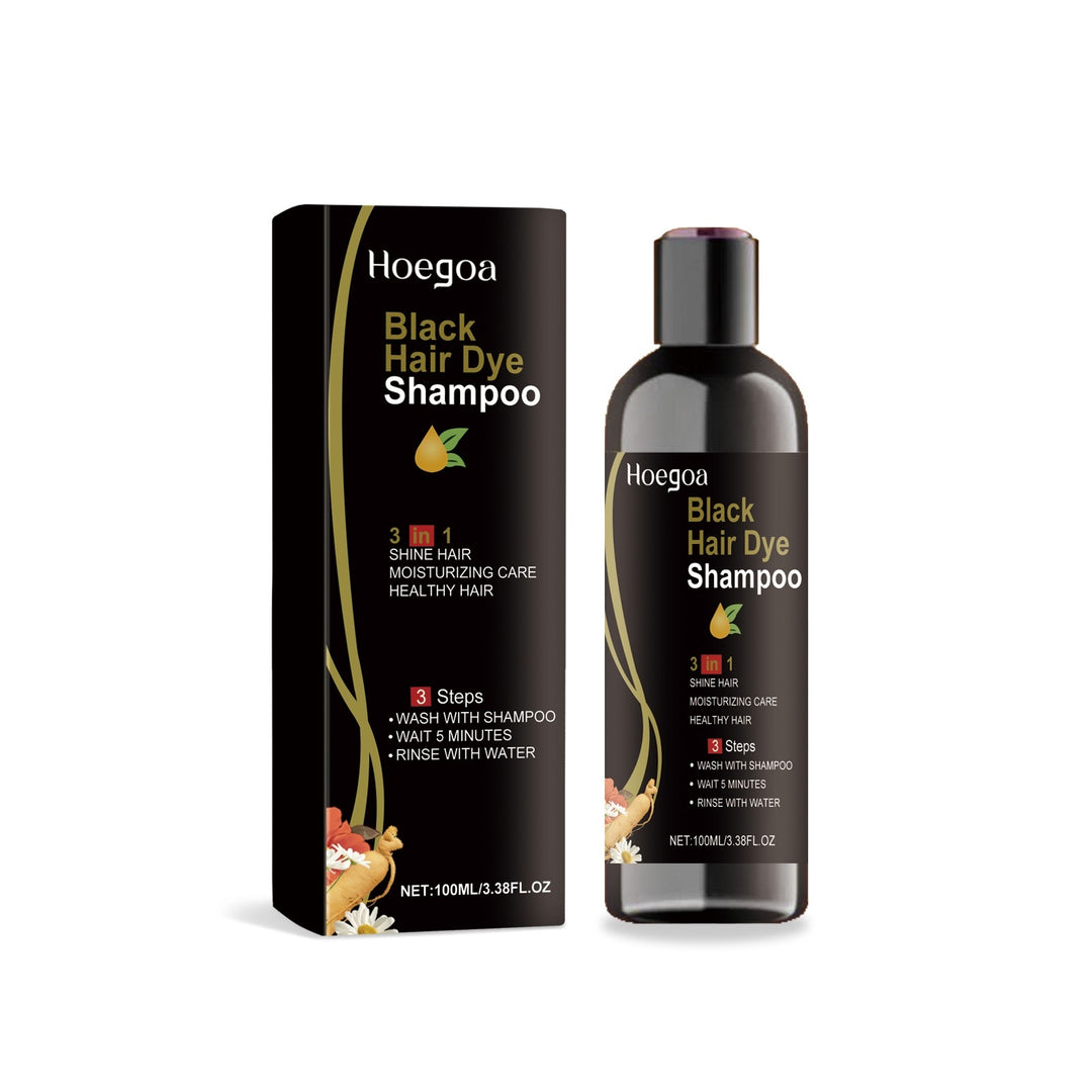 Black Hair Dye Shampoo - 3 in 1: Shine, Moisturize, & Healthy Hair - 100ml (3.38 Fl Oz)