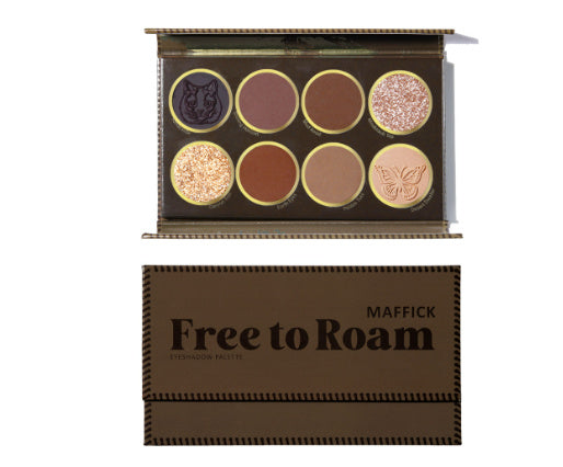 Maffick Free to Roam Eyeshadow Palette - 8 Shades Warm Bronze Glitter Makeup