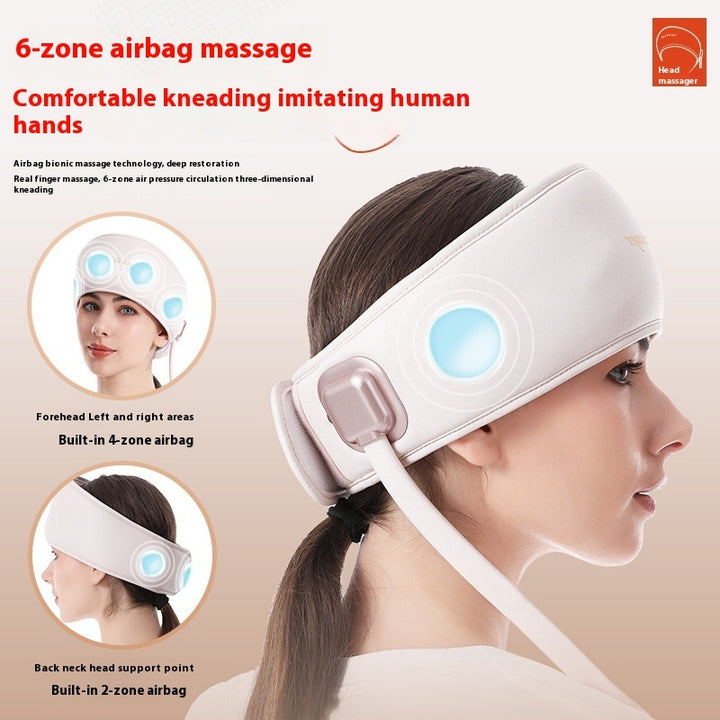 6-Zone Airbag Head Massager: Deep Kneading Relaxation for Neck & Forehead Pain Relief