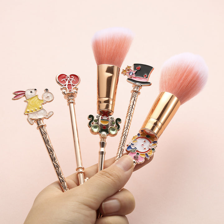 Makeup Brush Set with Fairy Tale Design and Luxurious Satin Pouch