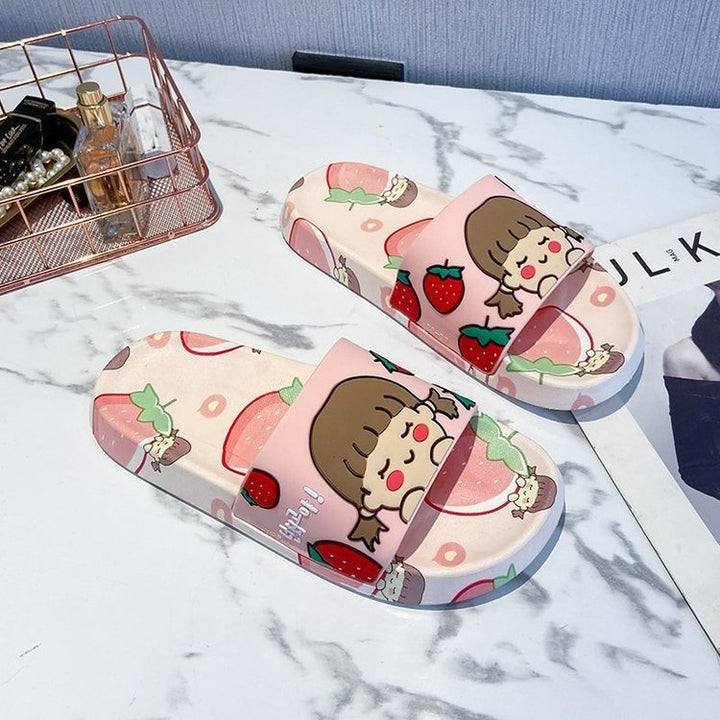 Avocado Cartoon Slippers Summer Casual Slides Comfortable