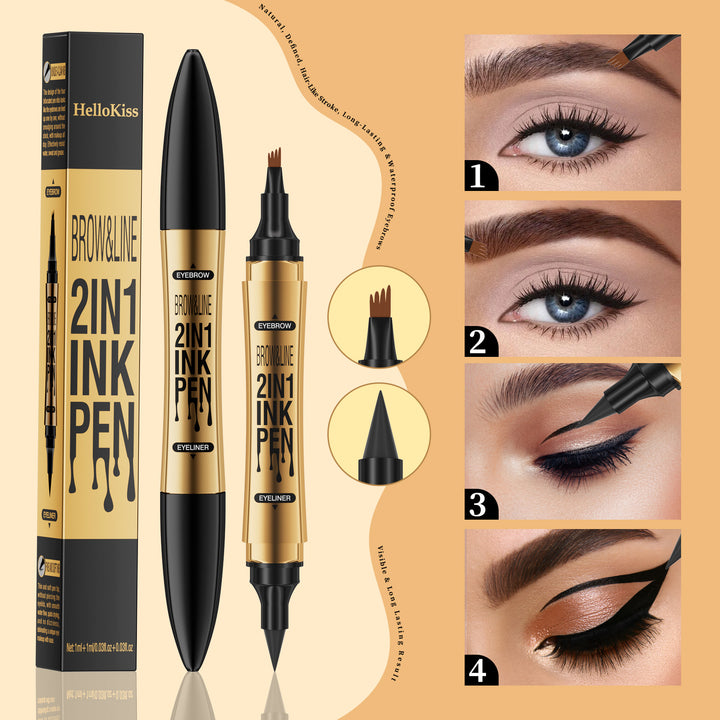 Ultimate 2-in-1 Eyeliner & Brow Pencil: Long-Lasting, Waterproof & Smudge-Proof