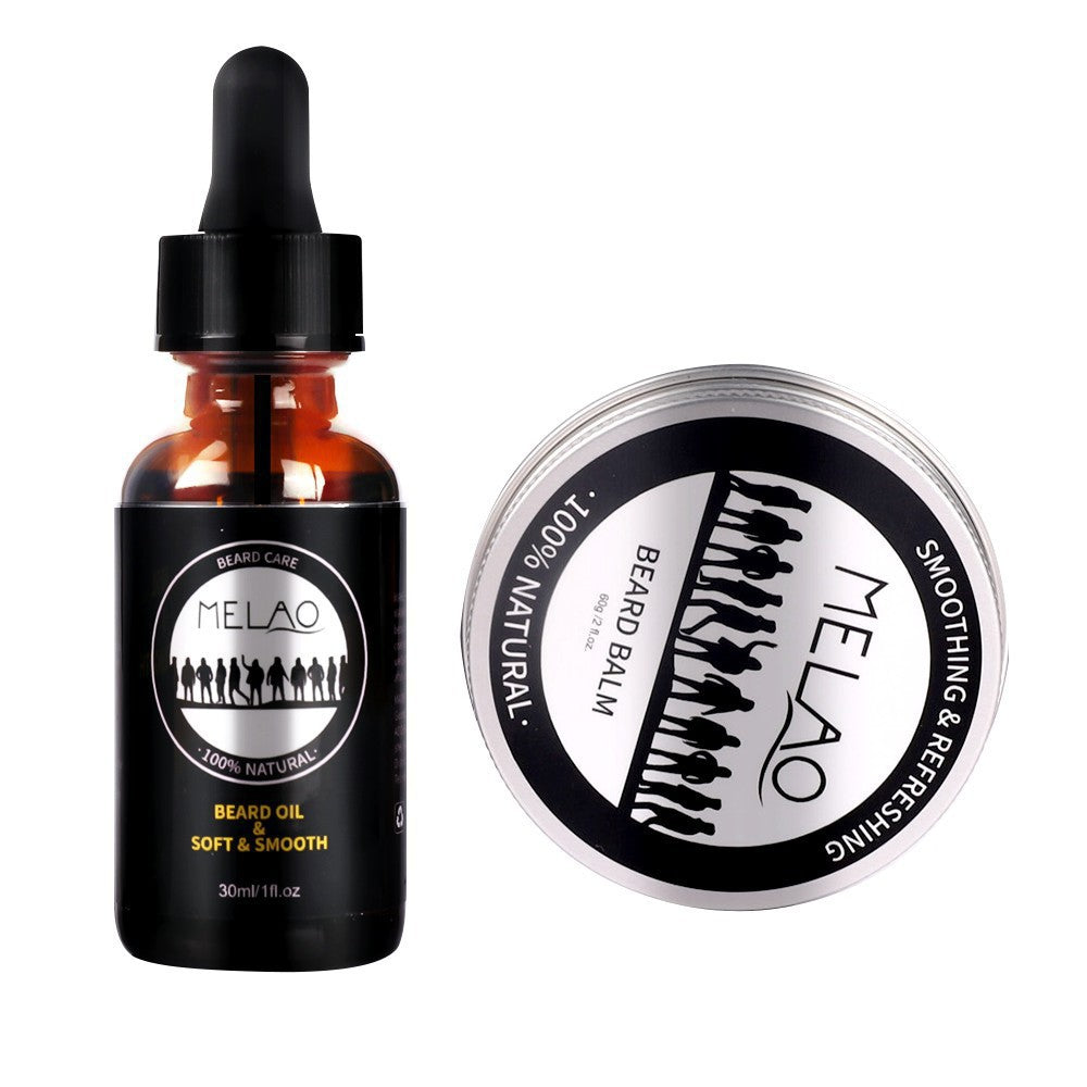 Beard Care Set with Beard Oil, Balm, Brush, Comb & Scissors