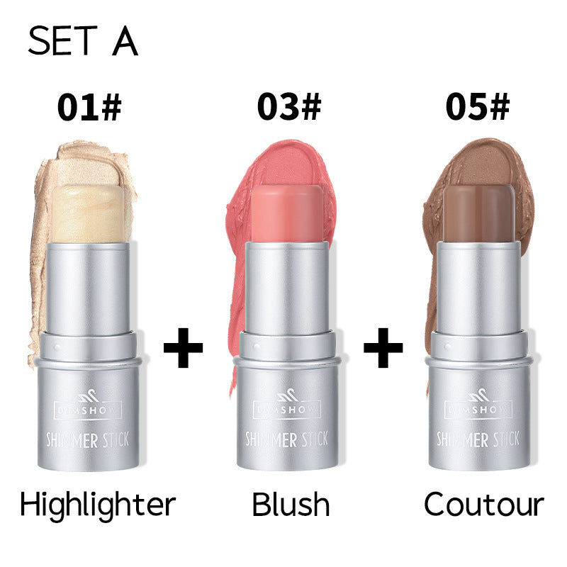 Set of 3 Shimmer Sticks: Highlighter, Blush, and Contour – Buy Individually or as a Set