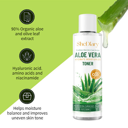 Organic Aloe Vera Toner for Face | 98% Aloe & Olive Leaf Extract