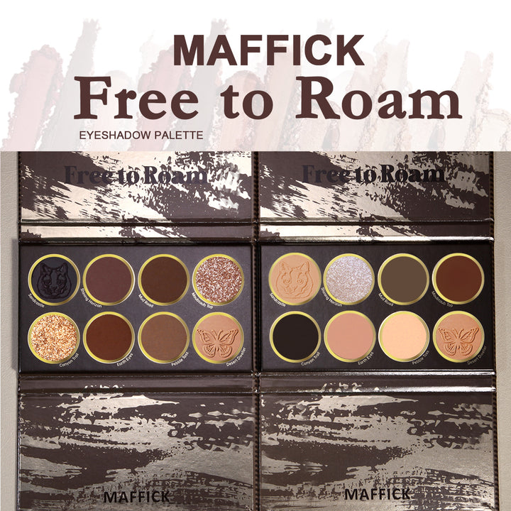 Maffick Free to Roam Eyeshadow Palette - 8 Shades Warm Bronze Glitter Makeup