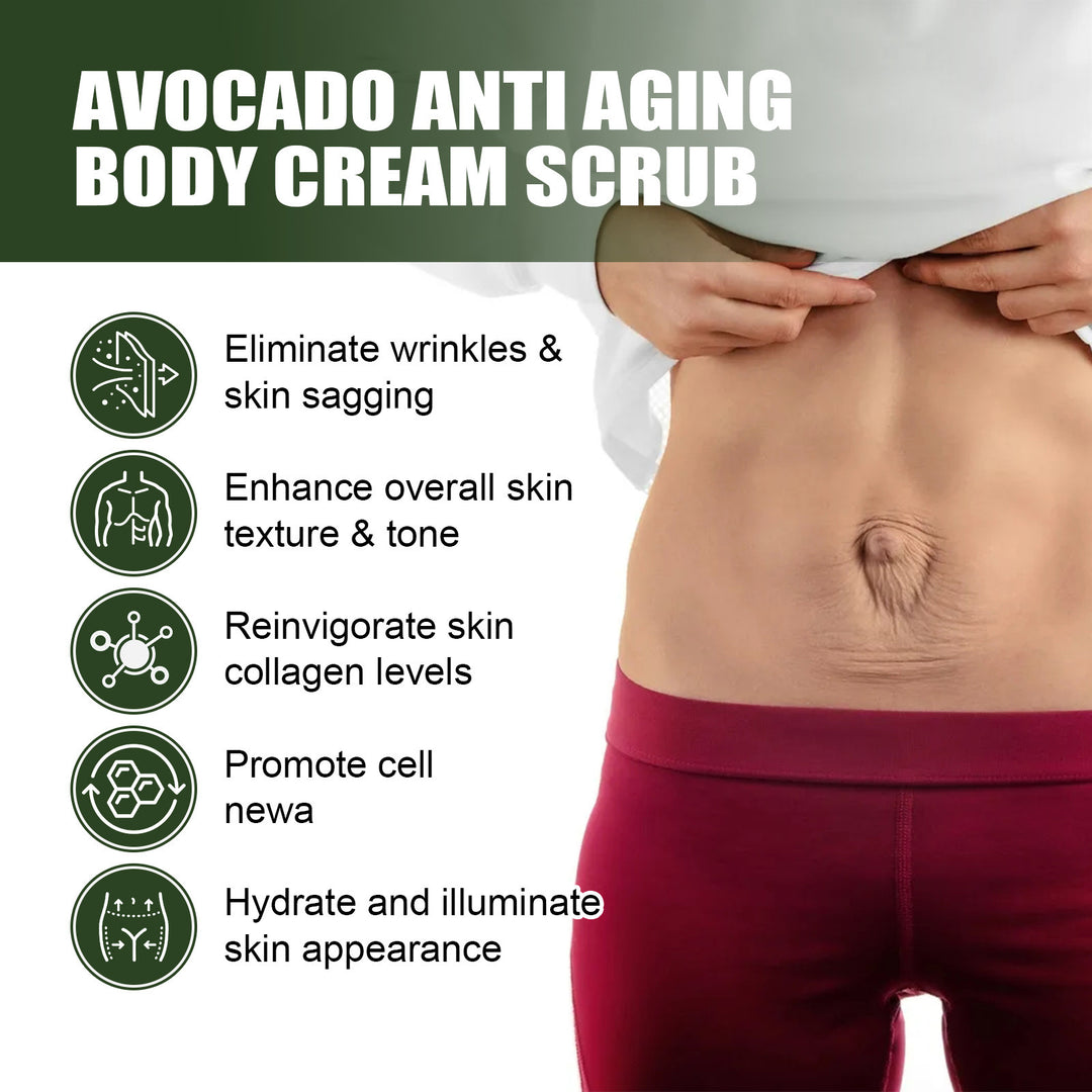 Avocado Anti-Aging Body Scrub: Firming & Smoothing Cream with Natural Avocado Oil