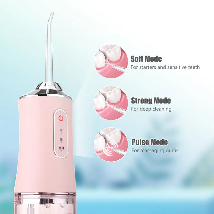 USB Water Flosser, 4 Tips, 220ml, 3 Modes.