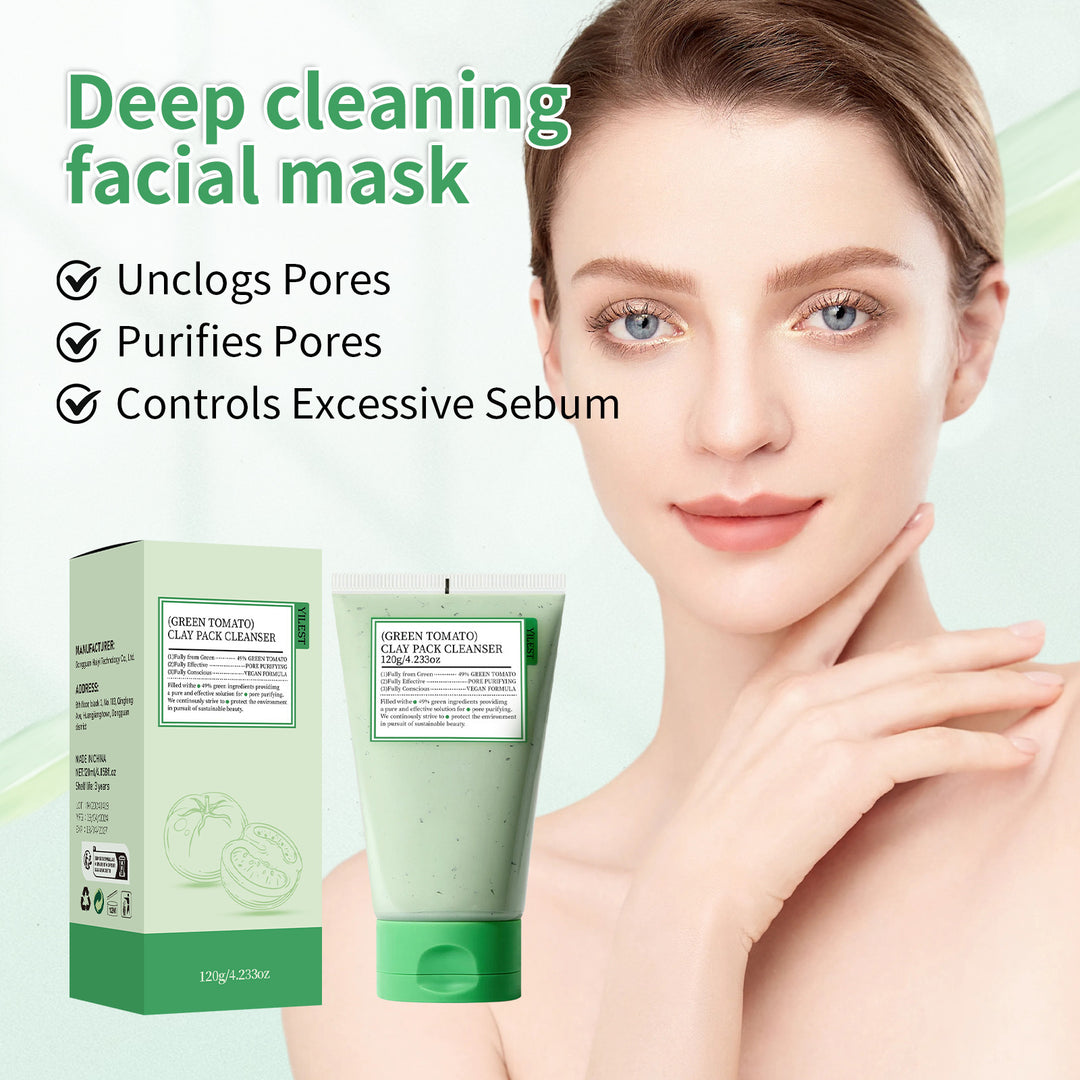 Green Tomato Deep Cleansing Facial Mask - Unclogs Pores, Purifies Skin, Controls Sebum