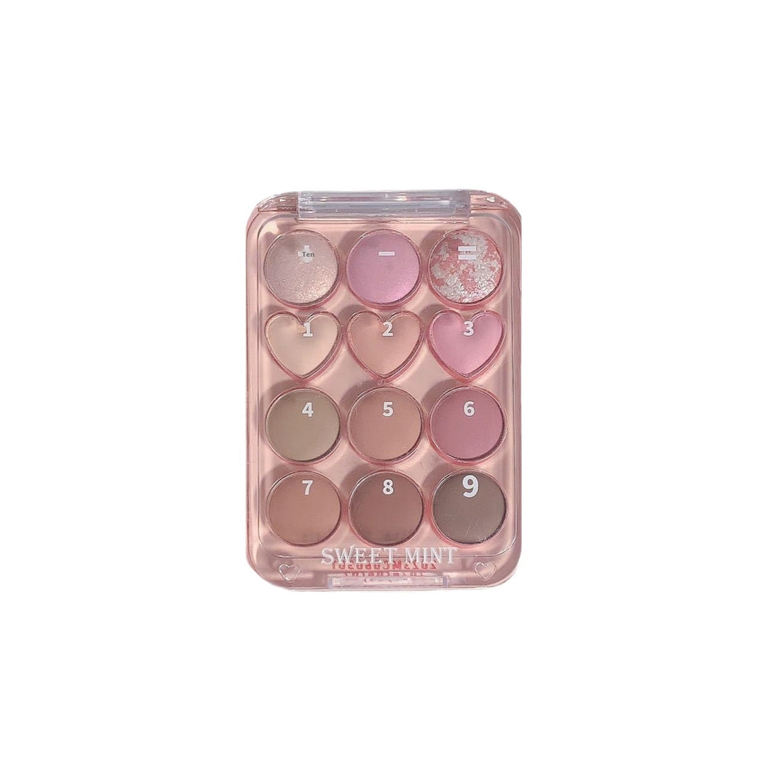 Romantic 12-Color Eyeshadow Palette - Soft Pink, Peach, and Shimmer Shades for Bright, Daily Looks