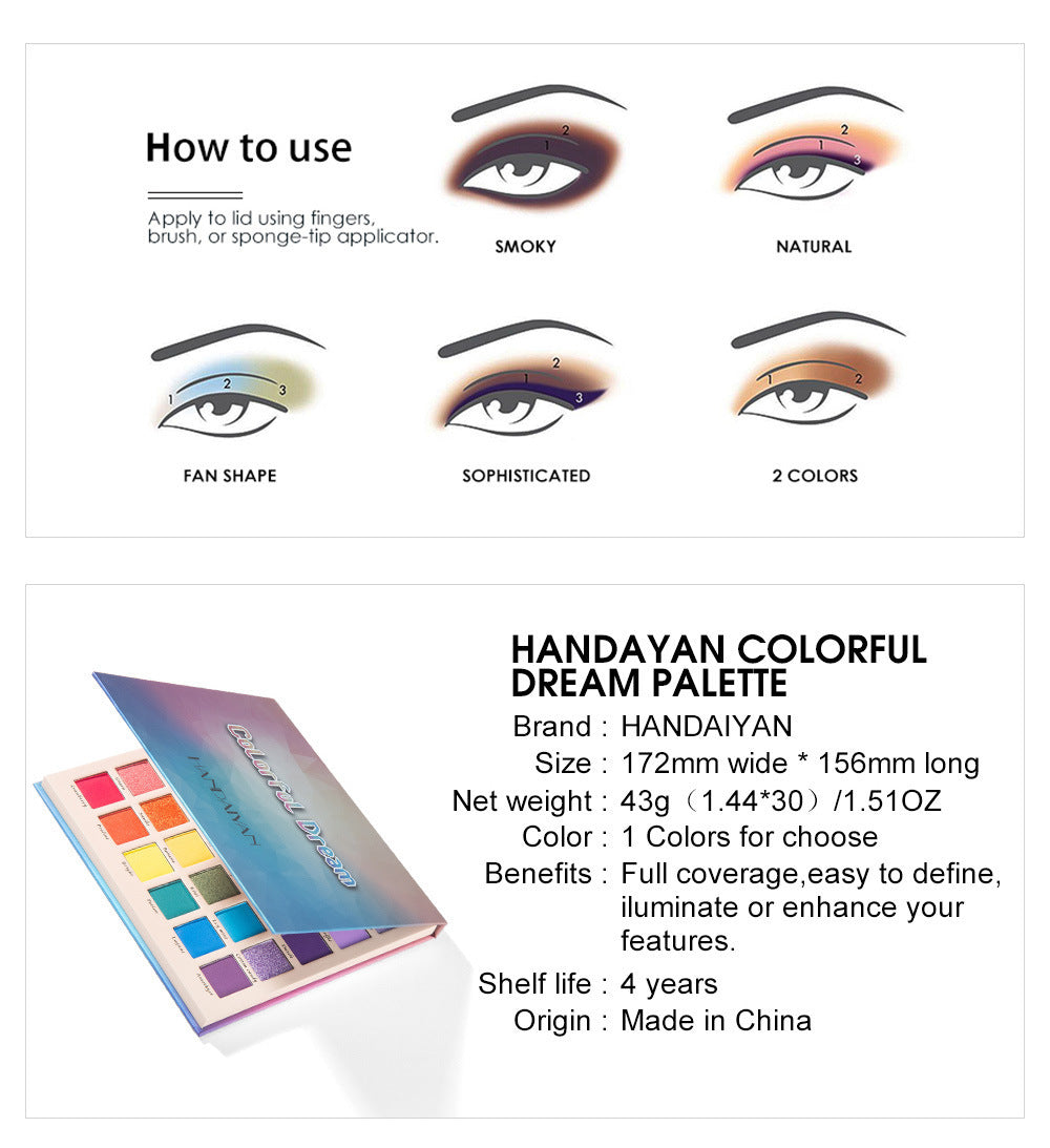 Handayan Colorful Dream Eyeshadow Palette - 30 Vibrant Shades for All-Day Wear