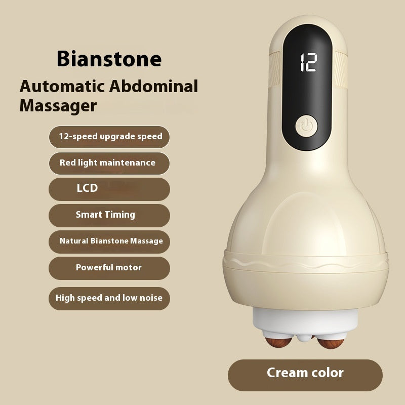 Automatic Abdominal Massager - Deep Tissue Massage, Natural Stone Therapy, Pain Relief, Fat Burning