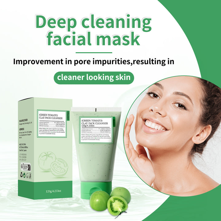 Green Tomato Deep Cleansing Facial Mask - Unclogs Pores, Purifies Skin, Controls Sebum