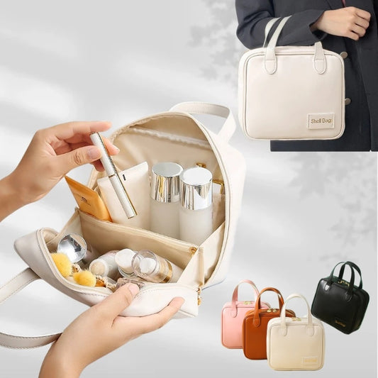 Large Travel Cosmetic Bag - PU Leather Organizer