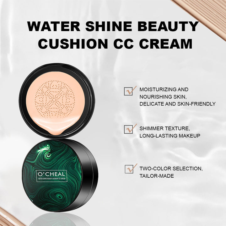 WATER SHINE BEAUTY CUSHION CC CREAM by O'CHEAL | Moisturizing, Long-lasting Makeup | 2 Color Options